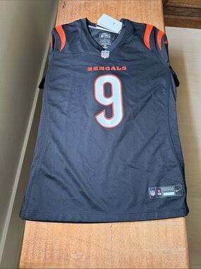 Nike Black and Orange Bengals #9 Women’s Football Jersey